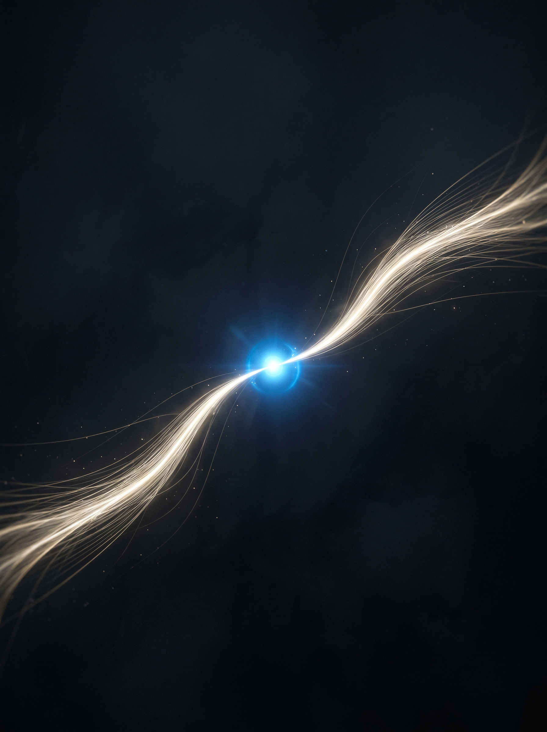 Abstract converging luminous paths meeting at a single endpoint