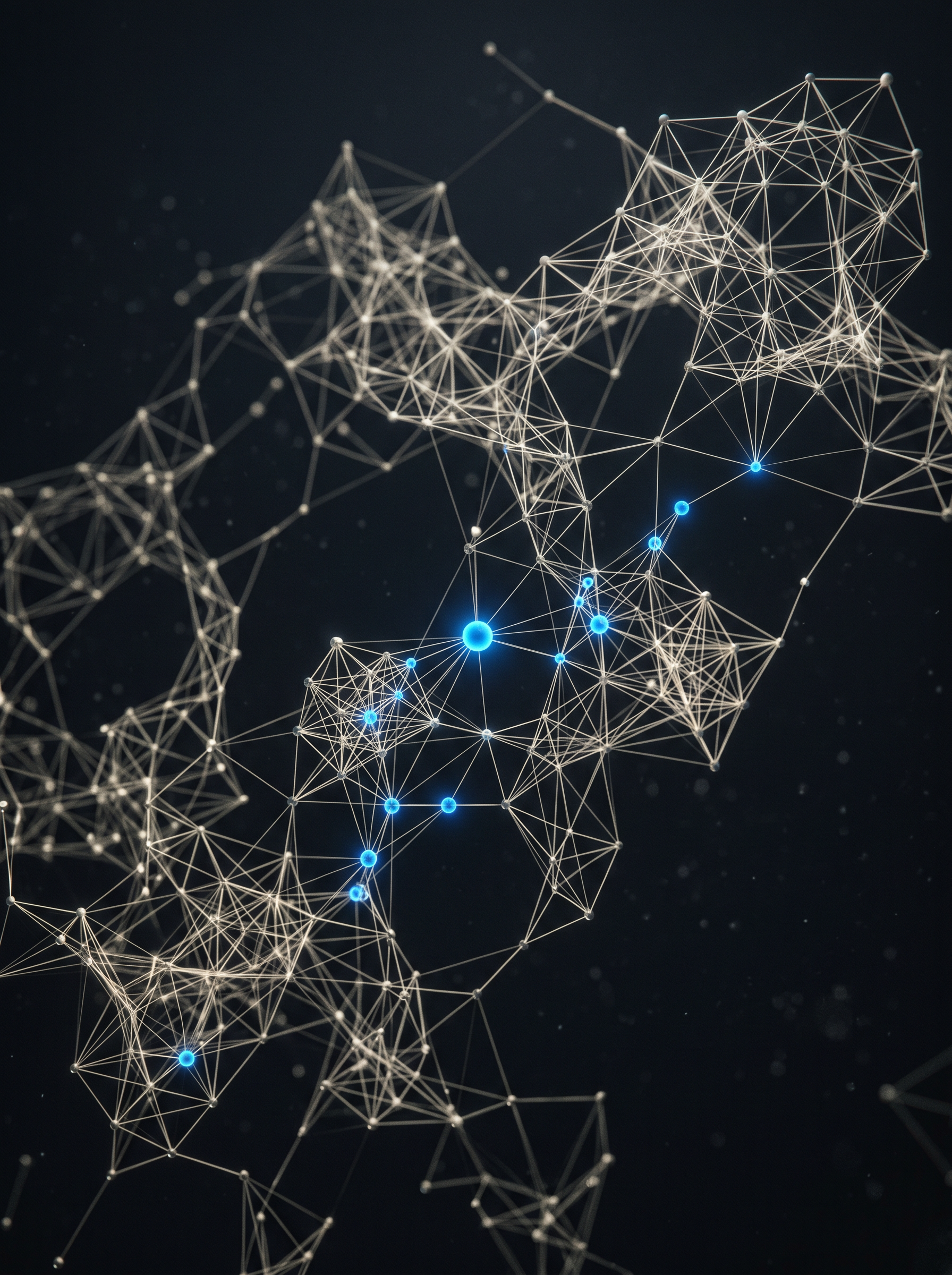 Abstract threat-model graph of interconnected nodes